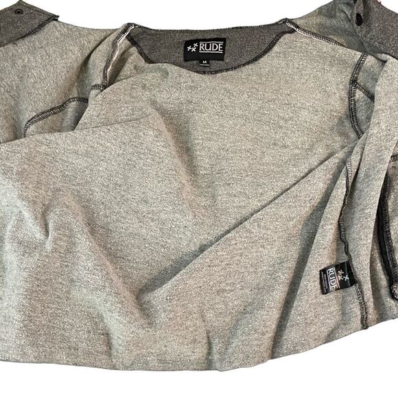 Hot Topic Rude Gray and Black Button Varsity Jacket - Picture 9 of 9